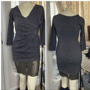 MaxMara Women's Mesh Underneath Side Ruched Wrap V-Neck Mini Dress Size 42